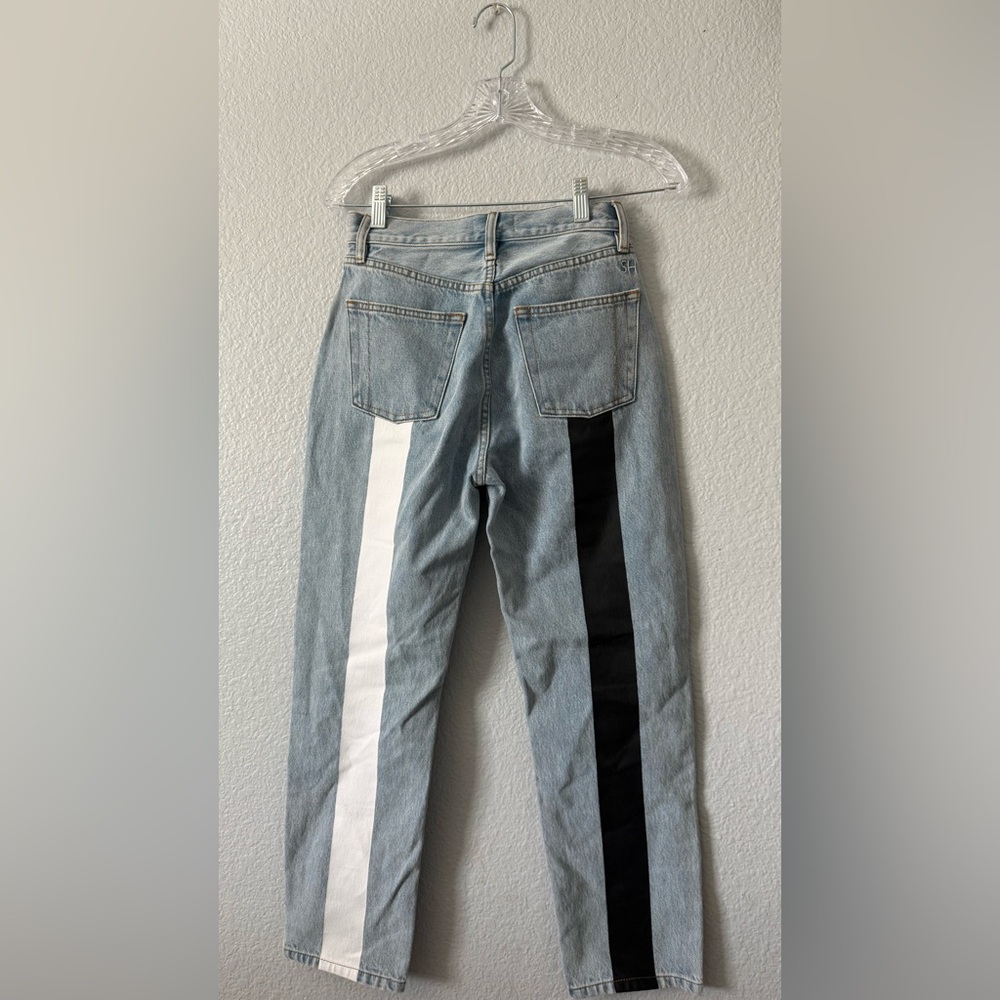Still Here Vintage Blue Jeans with Bold Stripes